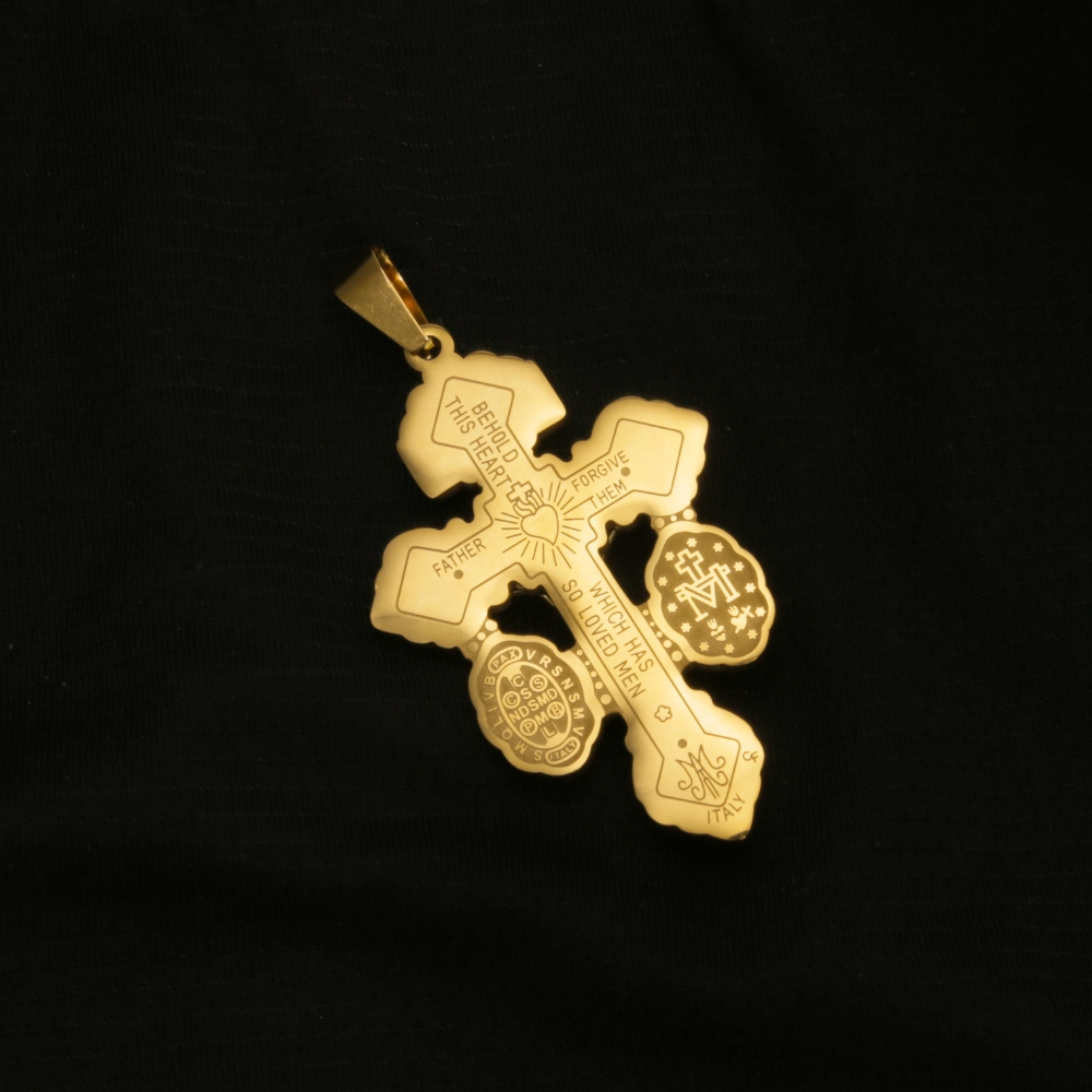 Cruz del Perdón en Acero Dorada 4cm