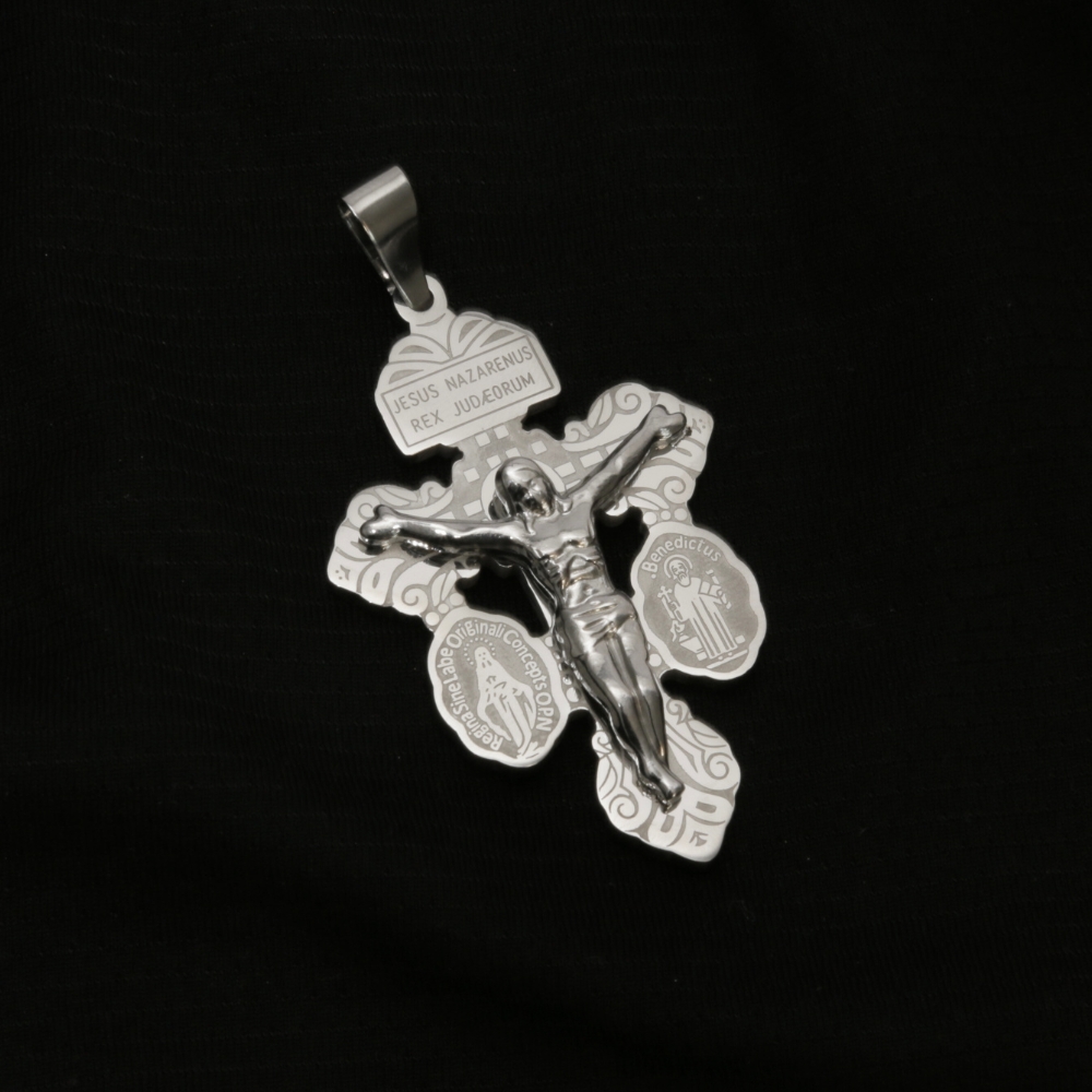 Cruz del Perdón en Acero Plateada 4cm