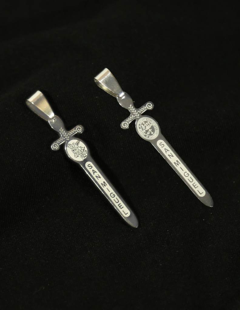 Espada de San Miguel en Acero Plateada 4cm 