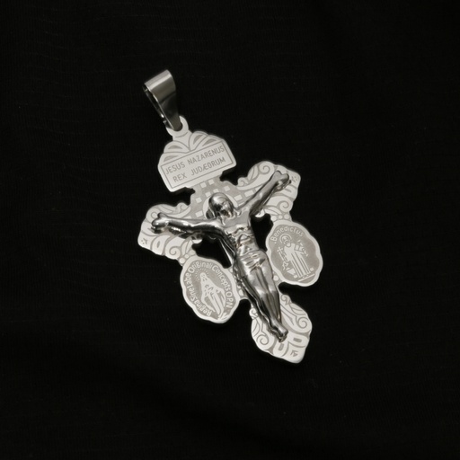 [CRA.04] Cruz del Perdón en Acero Plateada 4cm