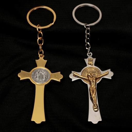 [S138] Llavero de San Benito con Cruz en Acero